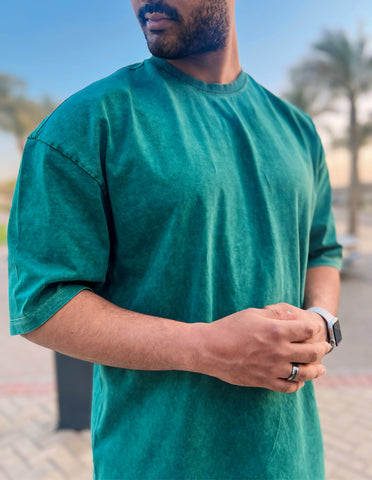 Basic - oversized Green Acid Wash Tee