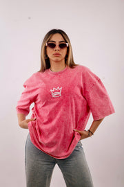 How Soon is now ? Pink Acid wash Oversized T-shirt