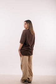 Mystic Lines - Brown Acid Wash Oversized Tshirt