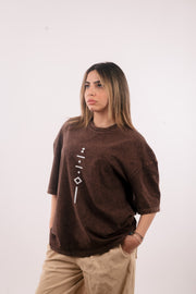 Mystic Lines - Brown Acid Wash Oversized Tshirt