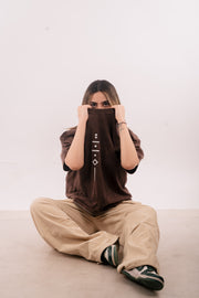 Mystic Lines - Brown Acid Wash Oversized Tshirt